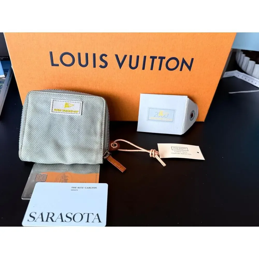 LOUIS VUITTON Cup 2000 Zippy Small Men's Wallet KHAKI Green Pouch Sailing Yacht
